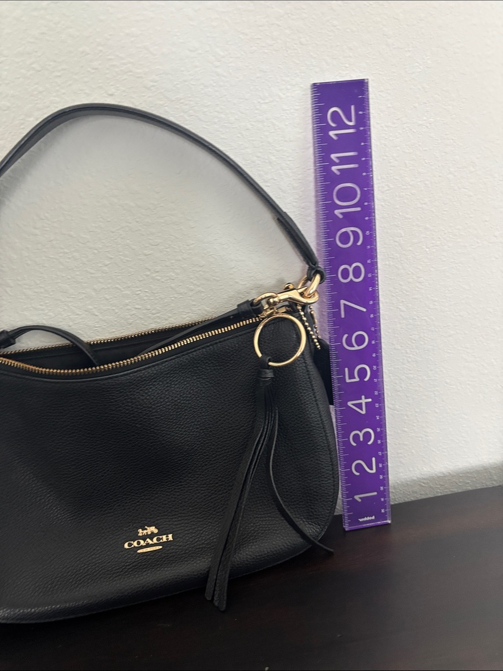 Coach Black Leather Shoulder Bag with Gold Accents NWOT - Picture 9 of 9
